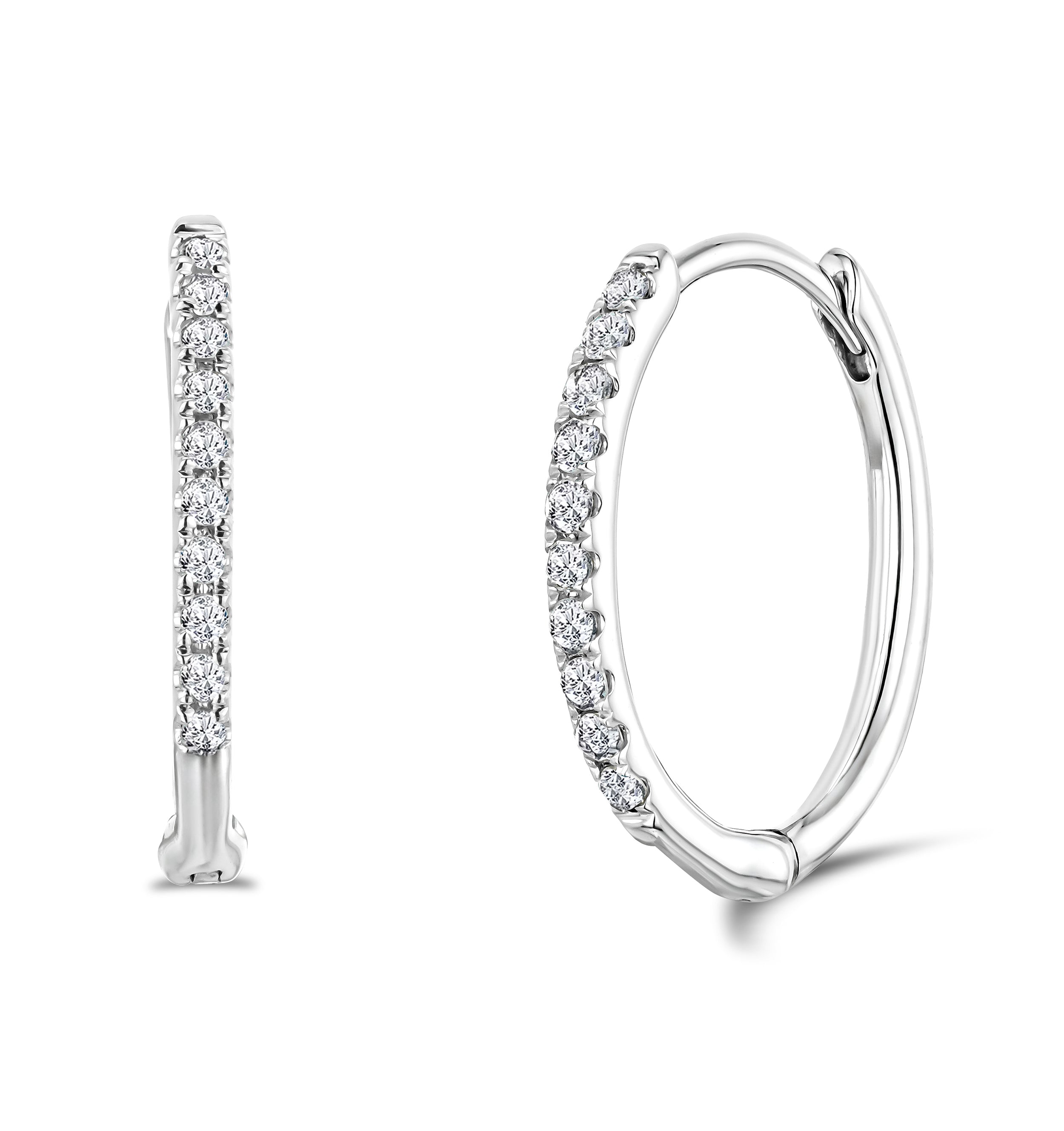 Stellato Diamond Encrusted Huggie Earrings 0.09ct in 9K White Gold